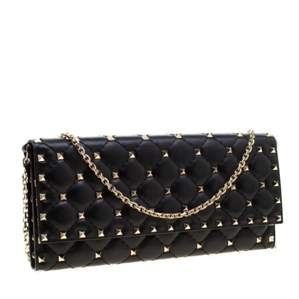 Valentino Black Quilted Leather Rockstud Chain Clutch